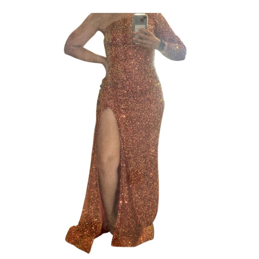 Sequin One-Shoulder Gown- Ashley Lauren Brand Sz 6